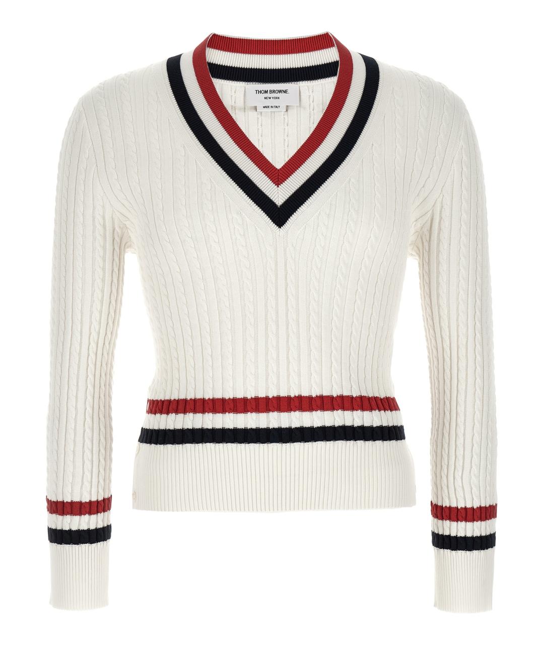 THOM BROWNE Белый хлопковый джемпер / свитер, фото 1