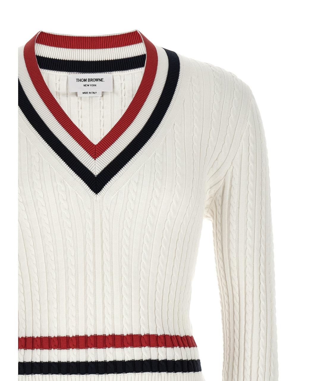 THOM BROWNE Белый хлопковый джемпер / свитер, фото 3