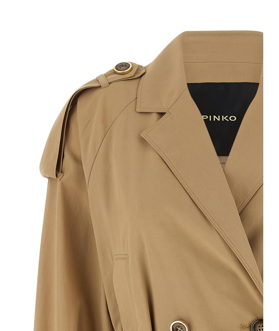 PINKO Бежевый хлопковый тренч/плащ, фото 3