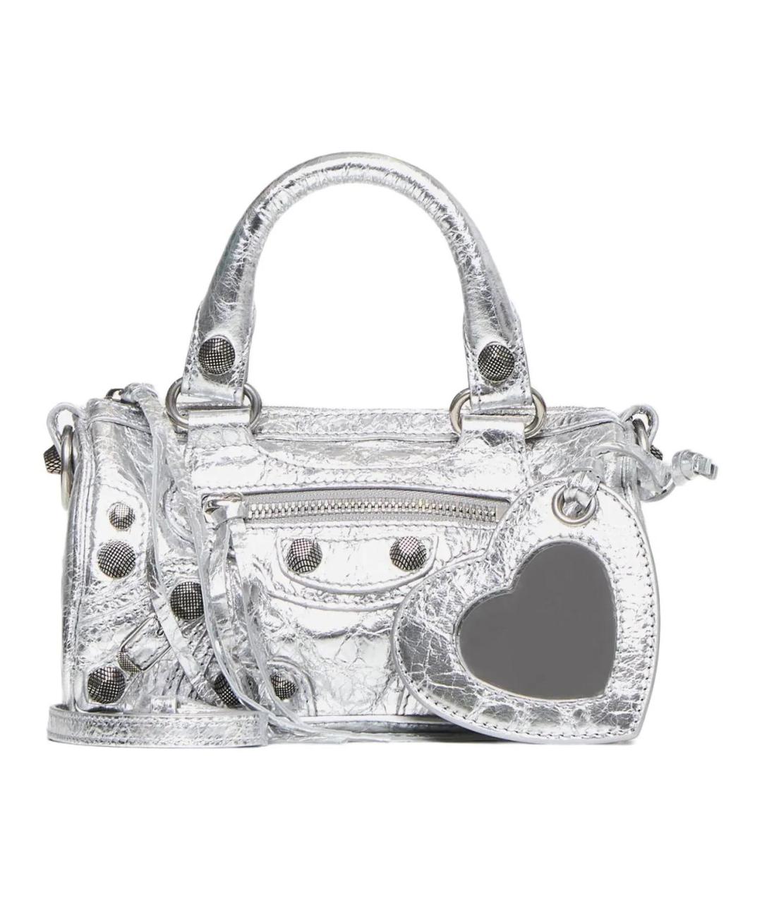 BALENCIAGA Серебряная кожаная сумка тоут, фото 1