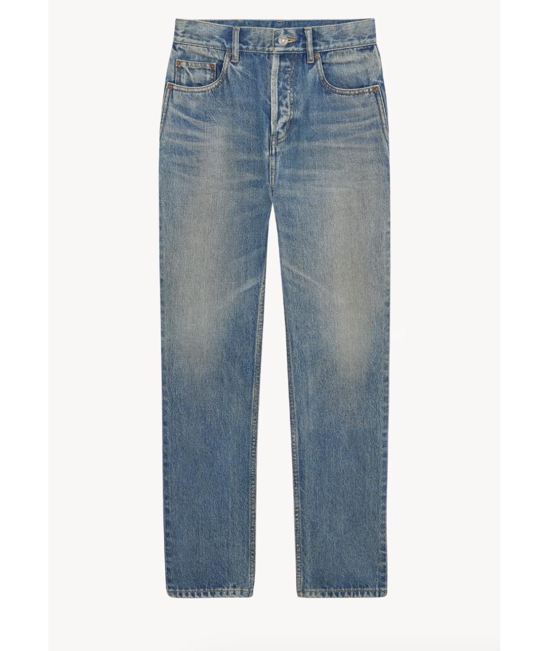 SAINT LAURENT Голубые хлопковые прямые джинсы, фото 4