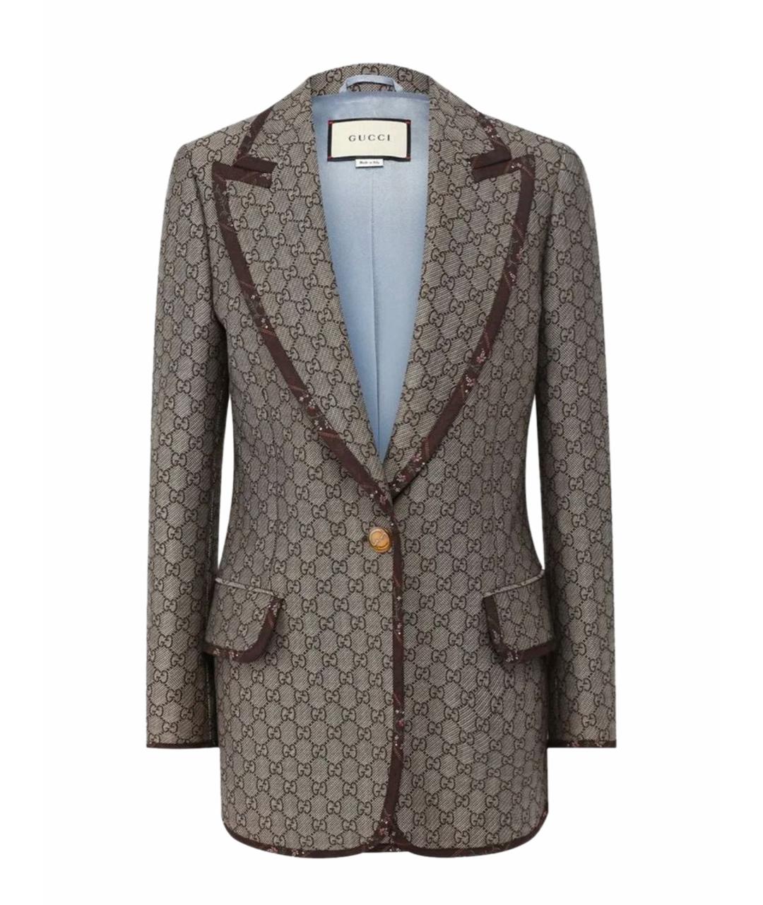 GUCCI Коричневый хлопковый жакет/пиджак, фото 1