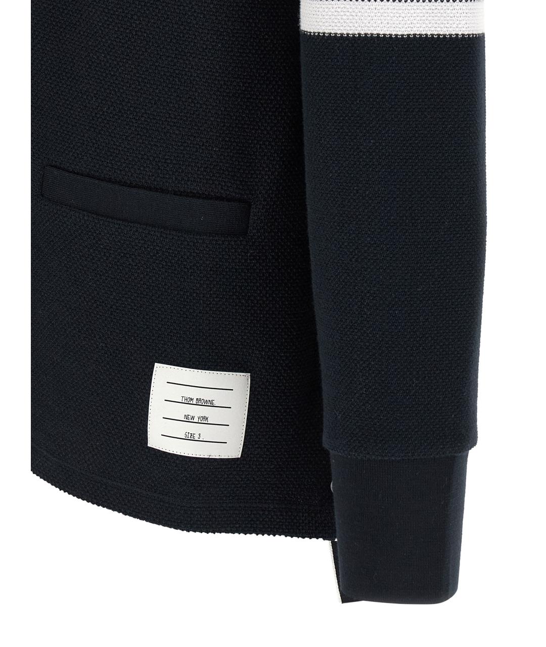 THOM BROWNE Темно-синий хлопковый кардиган, фото 5