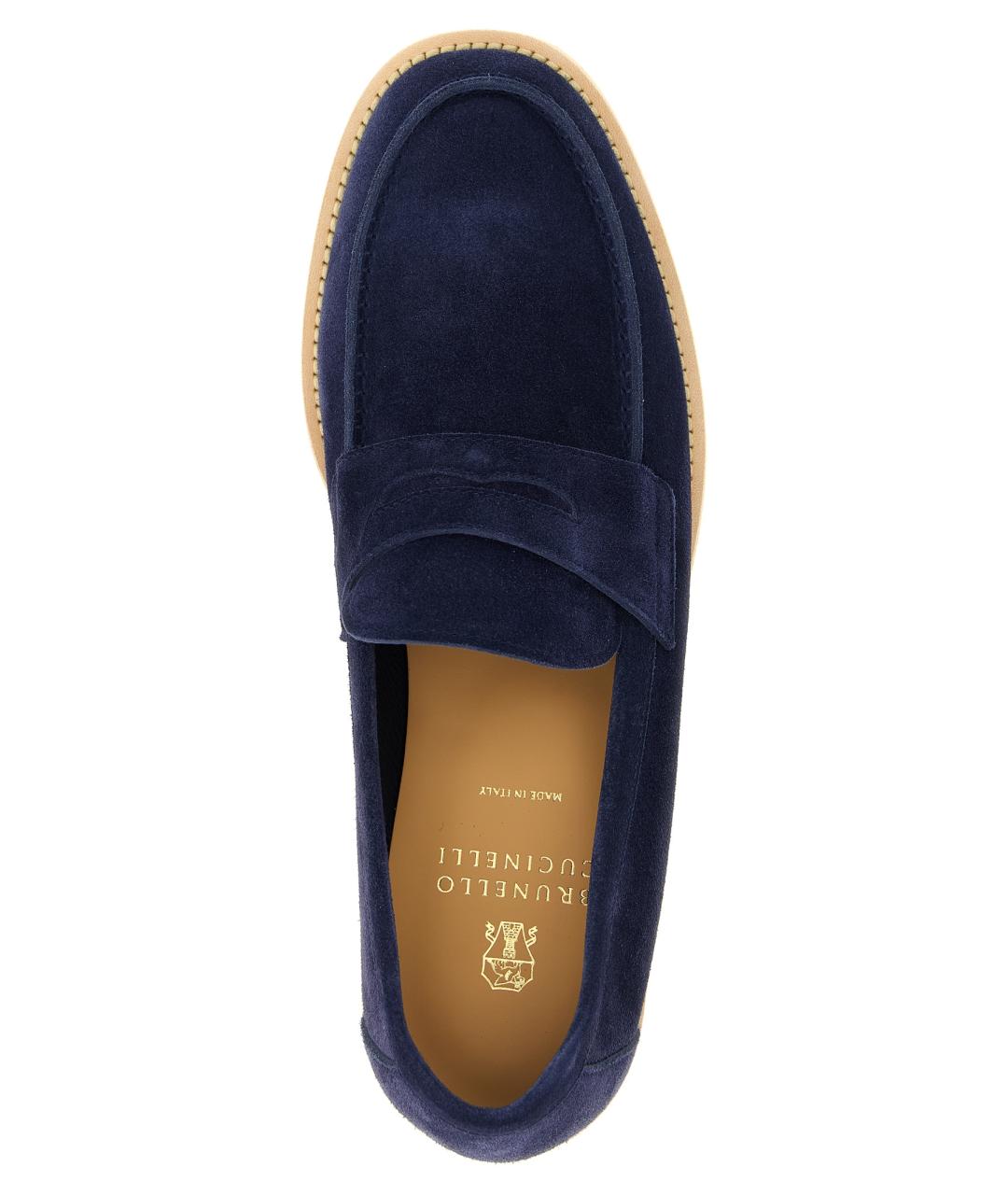 BRUNELLO CUCINELLI Синие замшевые лоферы, фото 4