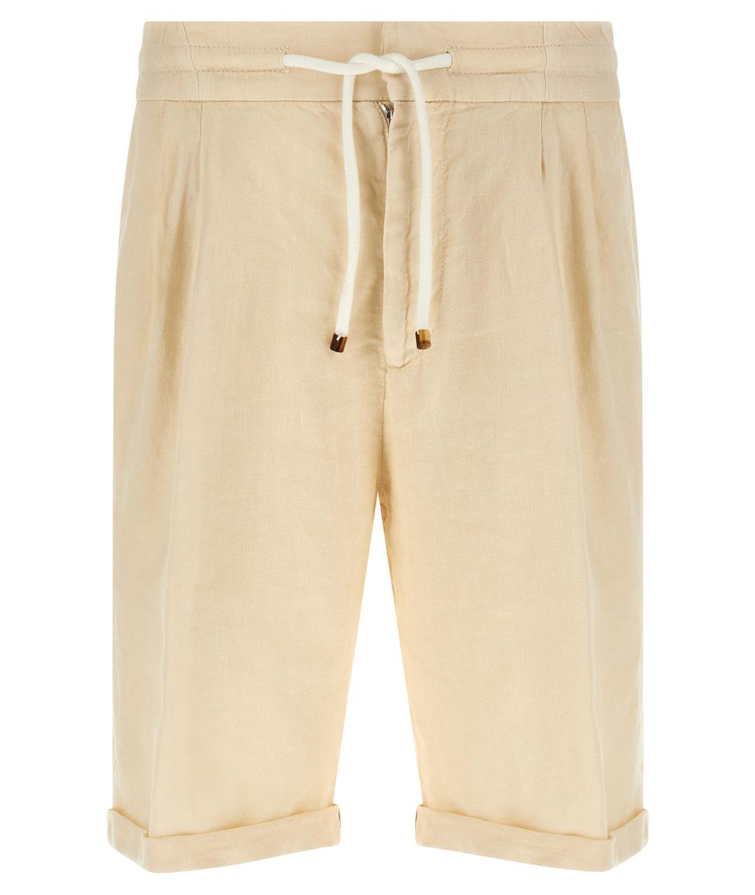 BRUNELLO CUCINELLI Бежевые льняные шорты, фото 1