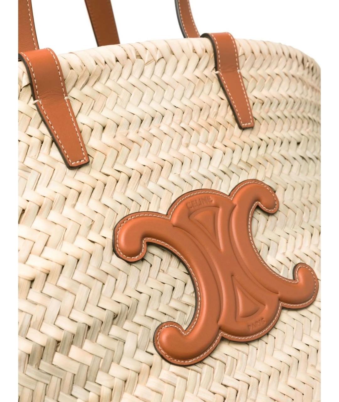 CELINE Бежевая пелетеная пляжная сумка, фото 4