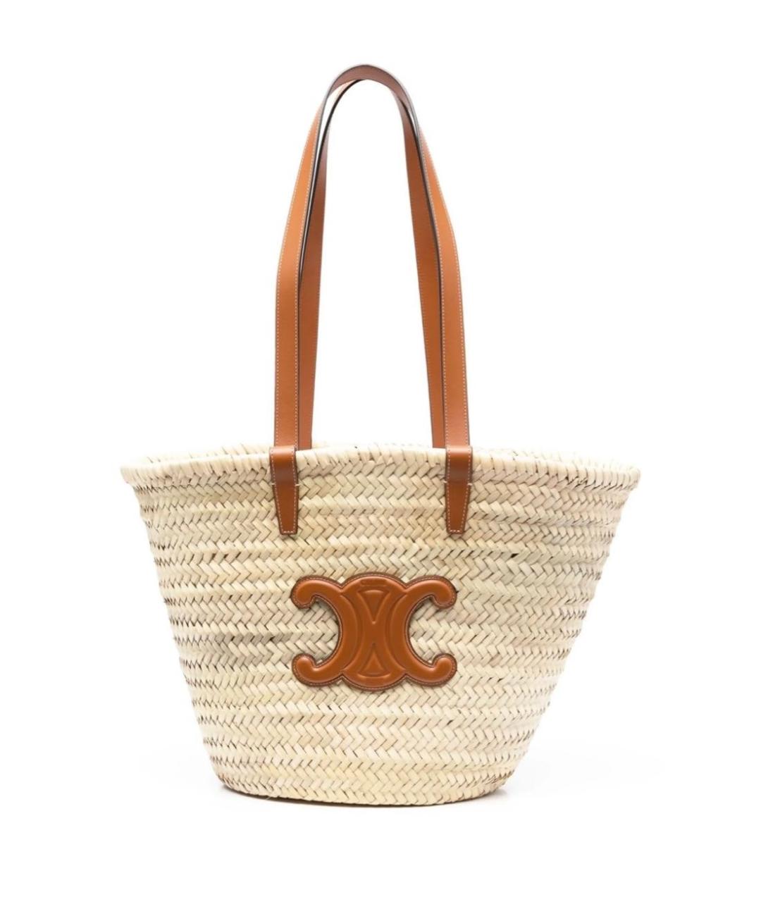 CELINE Бежевая пелетеная пляжная сумка, фото 1