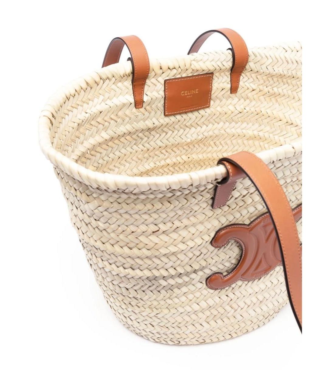 CELINE Бежевая пелетеная пляжная сумка, фото 3