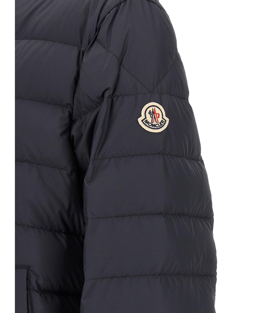 MONCLER Темно-синий полиэстеровый пуховик, фото 4