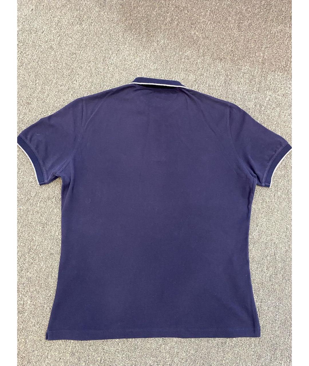 BRUNELLO CUCINELLI Темно-синее хлопковое поло с коротким рукавом, фото 2