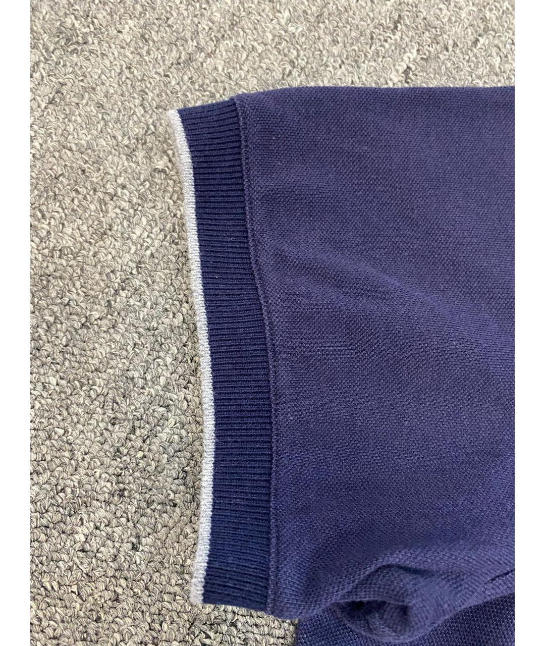 BRUNELLO CUCINELLI Темно-синее хлопковое поло с коротким рукавом, фото 5