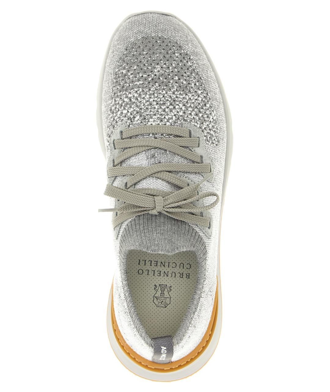 BRUNELLO CUCINELLI Серые текстильные низкие кроссовки / кеды, фото 4