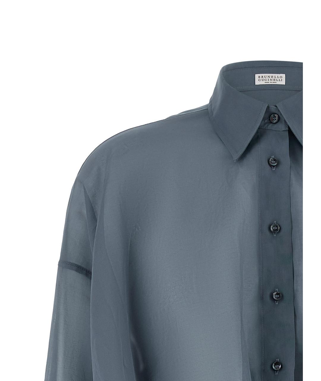 BRUNELLO CUCINELLI Синяя хлопковая блузы, фото 3