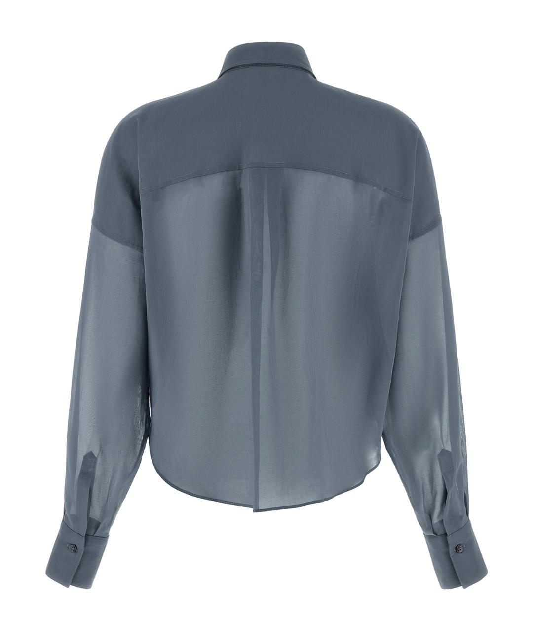 BRUNELLO CUCINELLI Синяя хлопковая блузы, фото 2