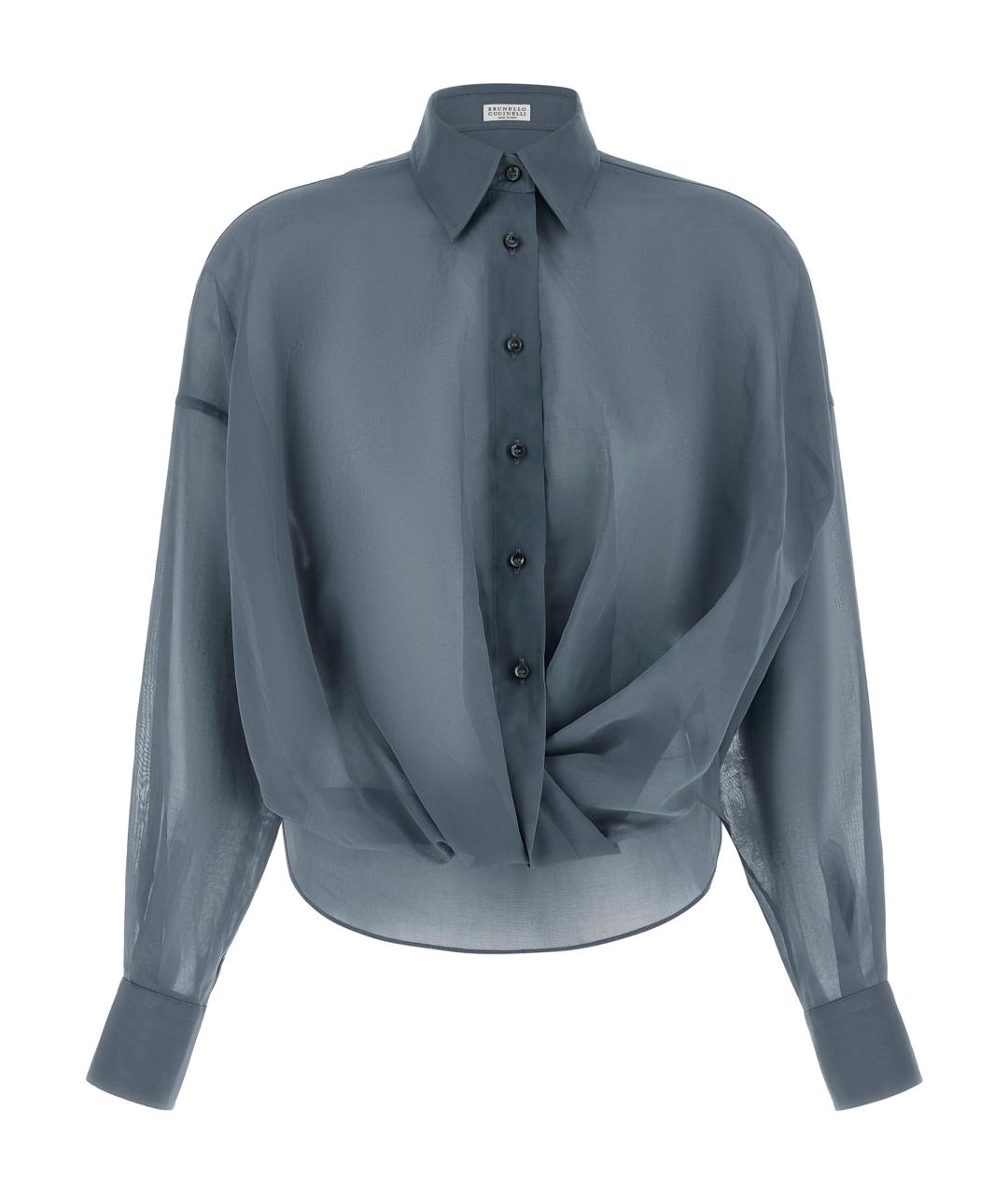 BRUNELLO CUCINELLI Синяя хлопковая блузы, фото 1