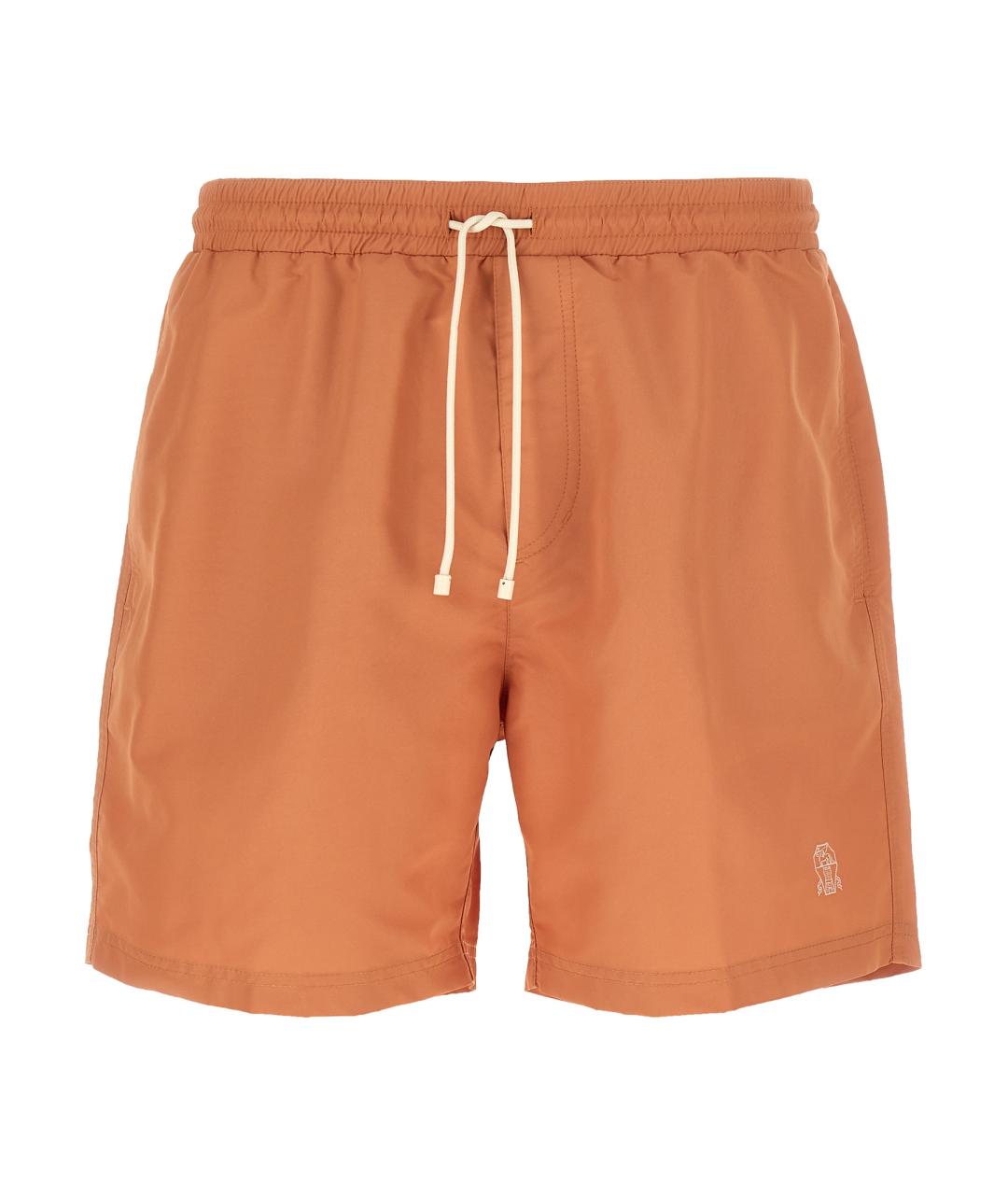 BRUNELLO CUCINELLI Оранжевое полиэстеровые шорты, фото 1