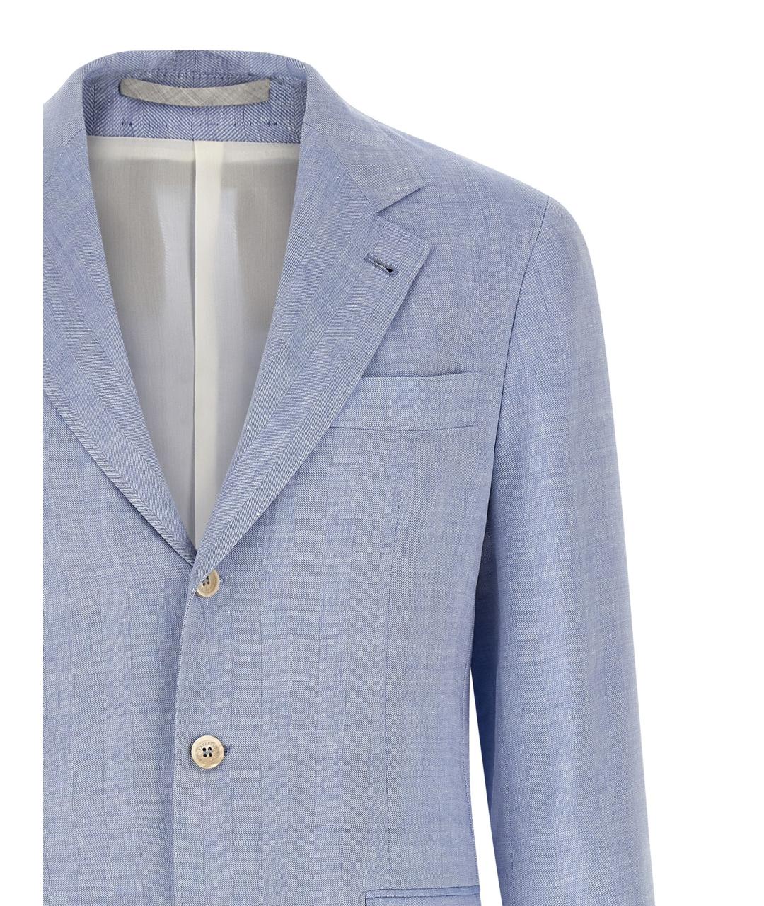 BRUNELLO CUCINELLI Голубой льняной пиджак, фото 3