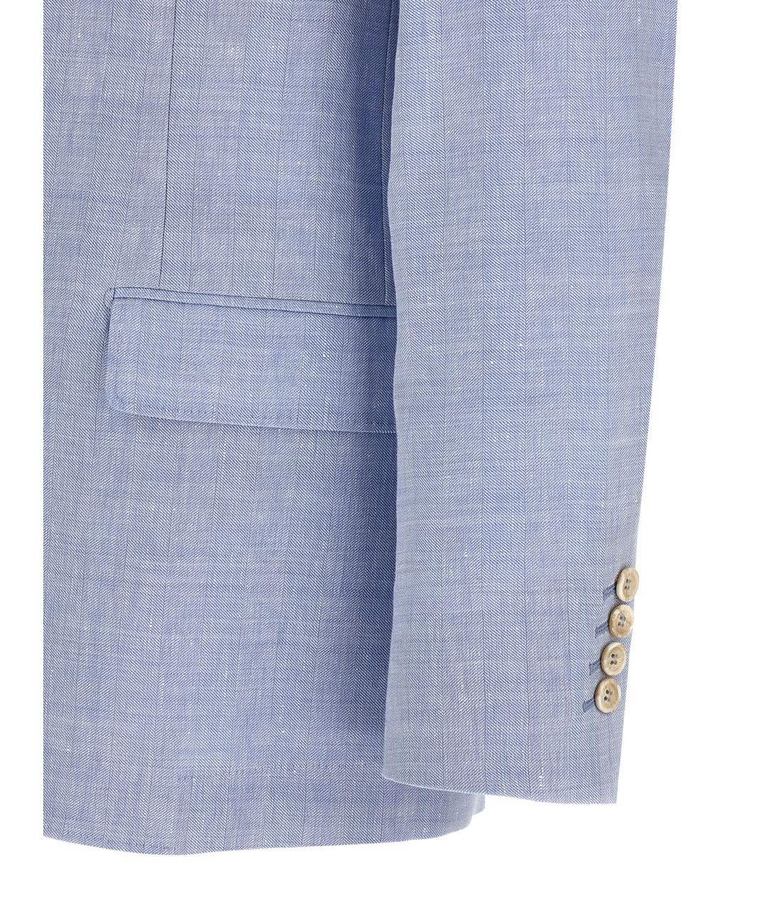 BRUNELLO CUCINELLI Голубой льняной пиджак, фото 4