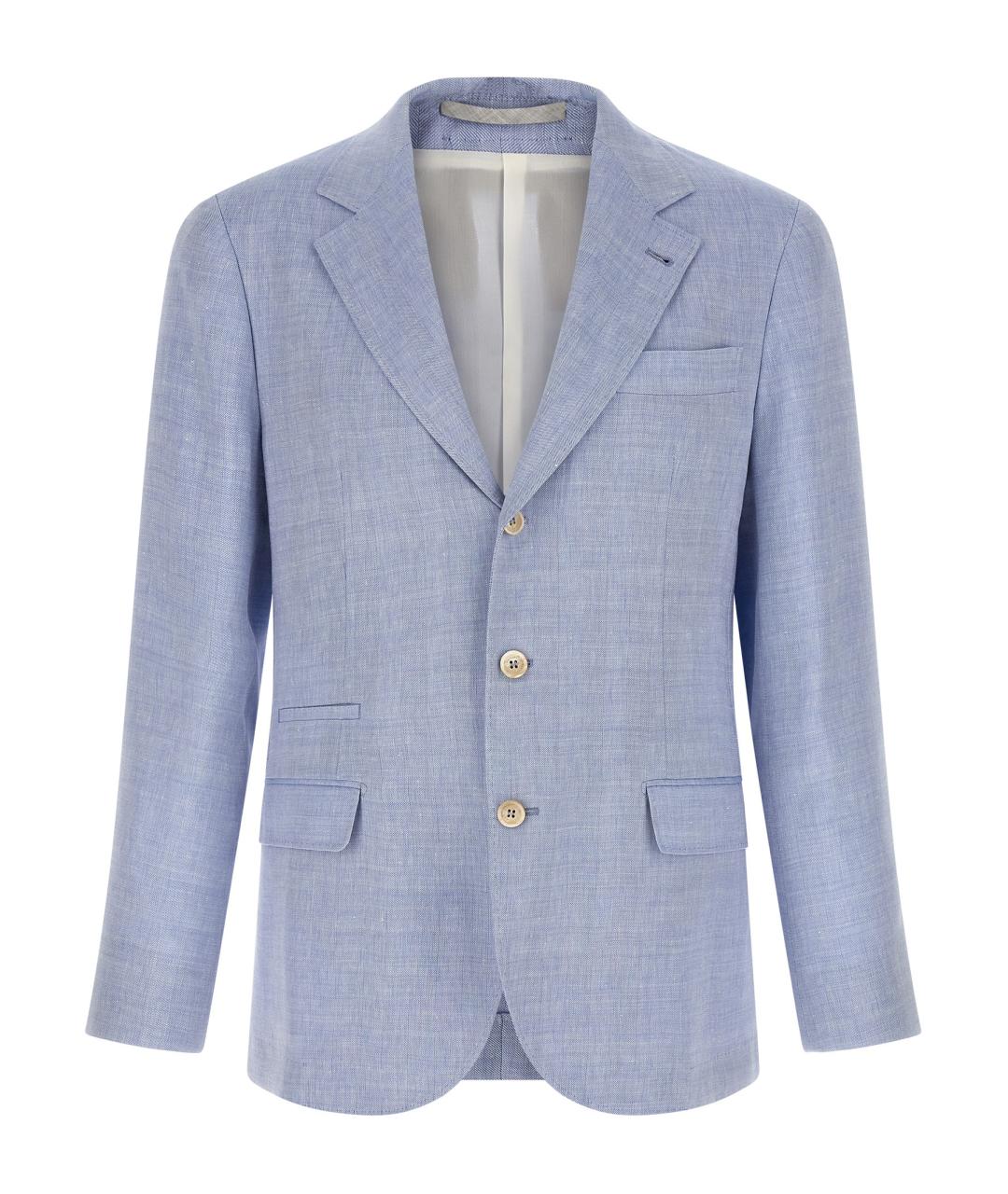 BRUNELLO CUCINELLI Голубой льняной пиджак, фото 1