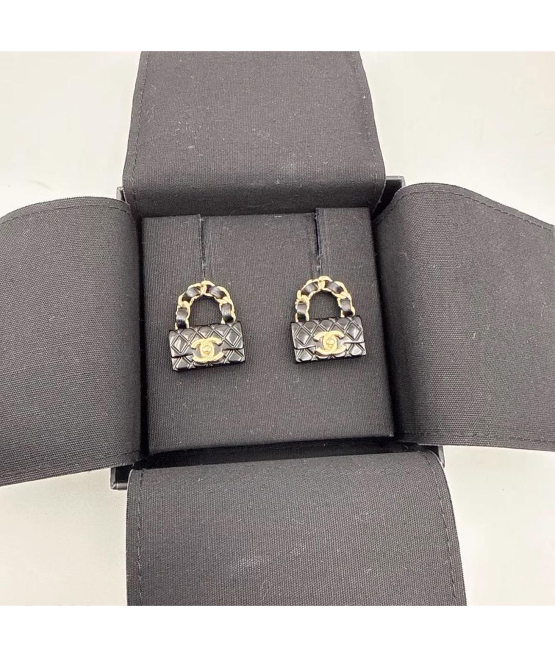 CHANEL Черные серьги, фото 2
