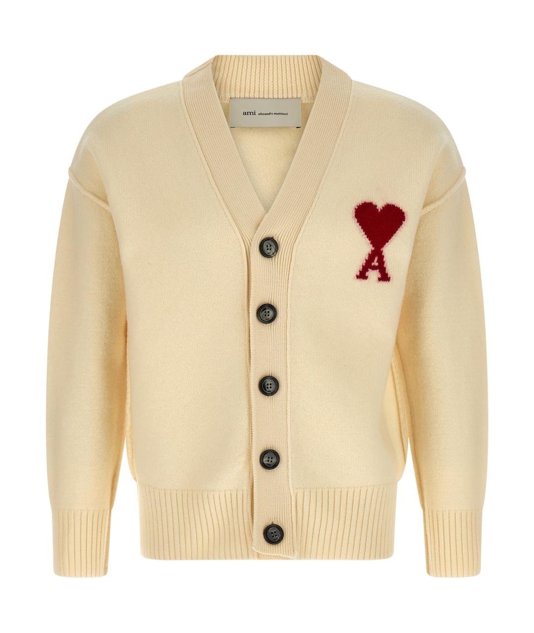 Ami Paris Бежевый шерстяной кардиган, фото 1
