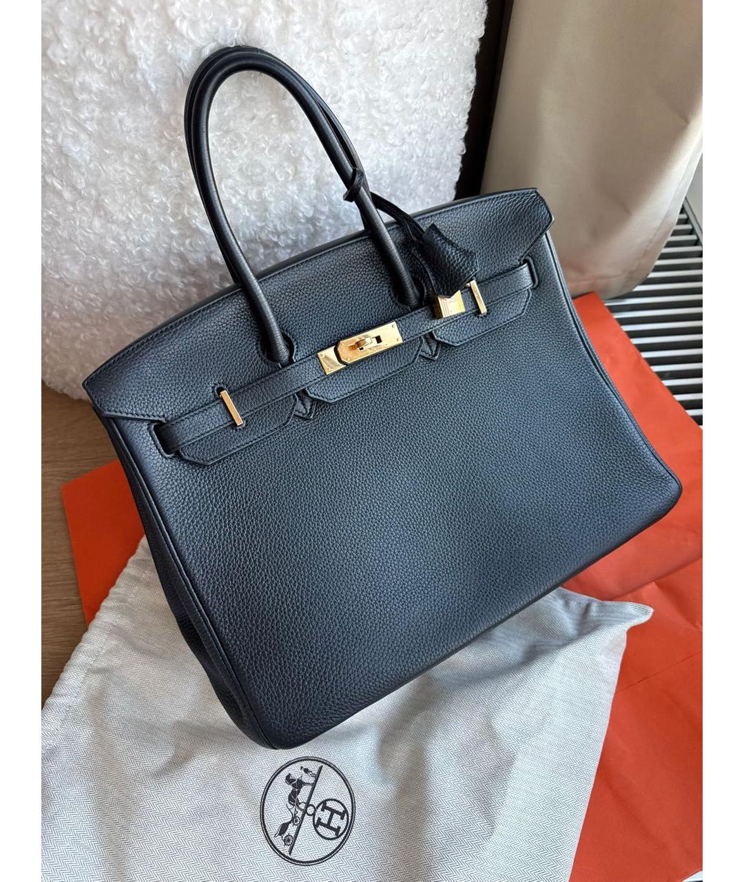 HERMES Черная кожаная сумка с короткими ручками, фото 3