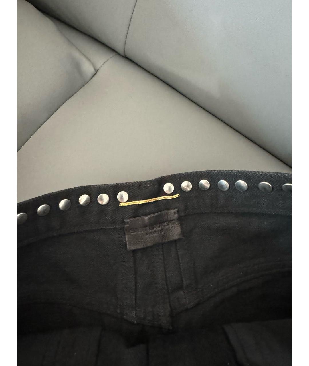 SAINT LAURENT Черная хлопковая юбка мини, фото 4
