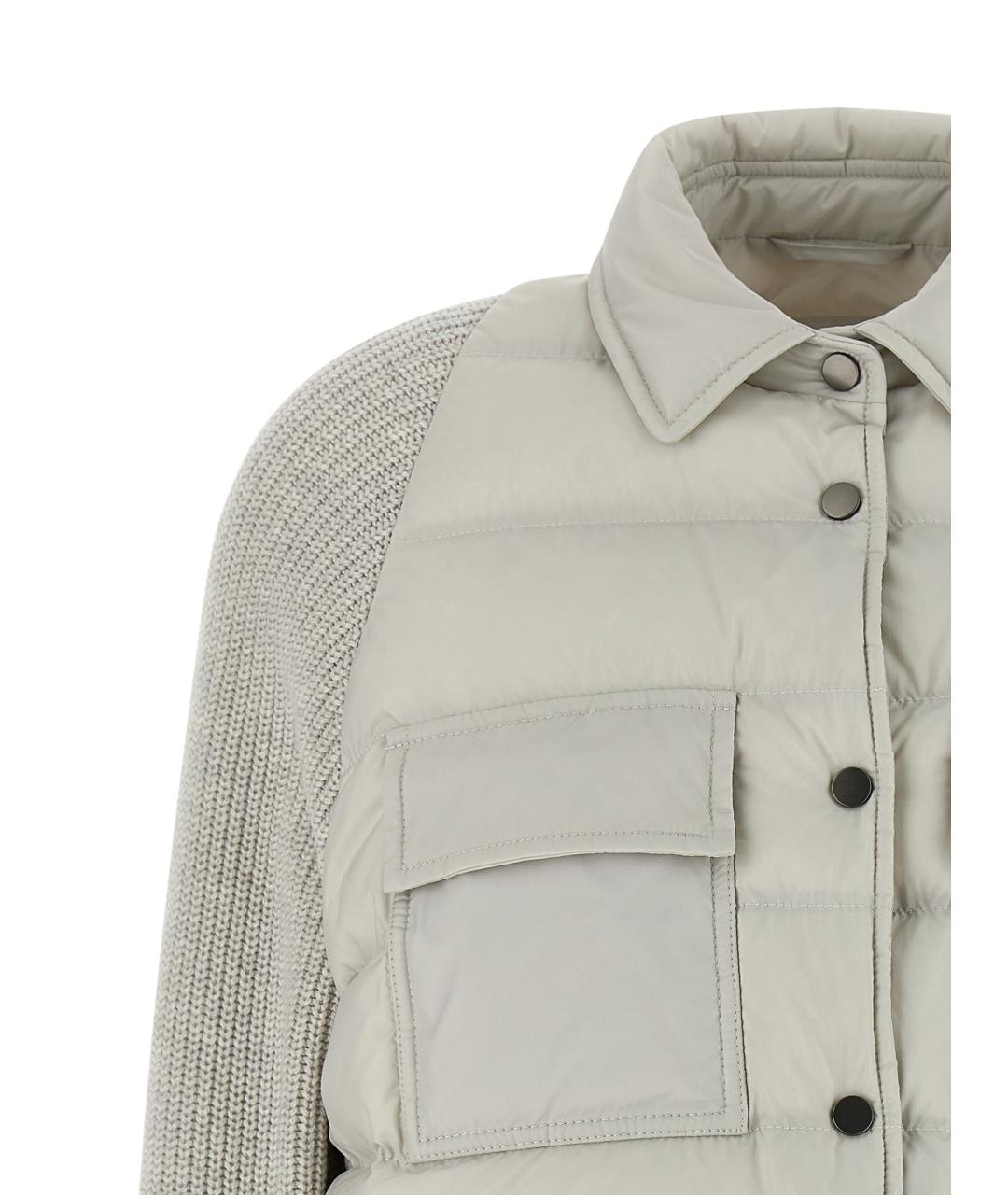 BRUNELLO CUCINELLI Серый полиэстеровый пуховик, фото 3