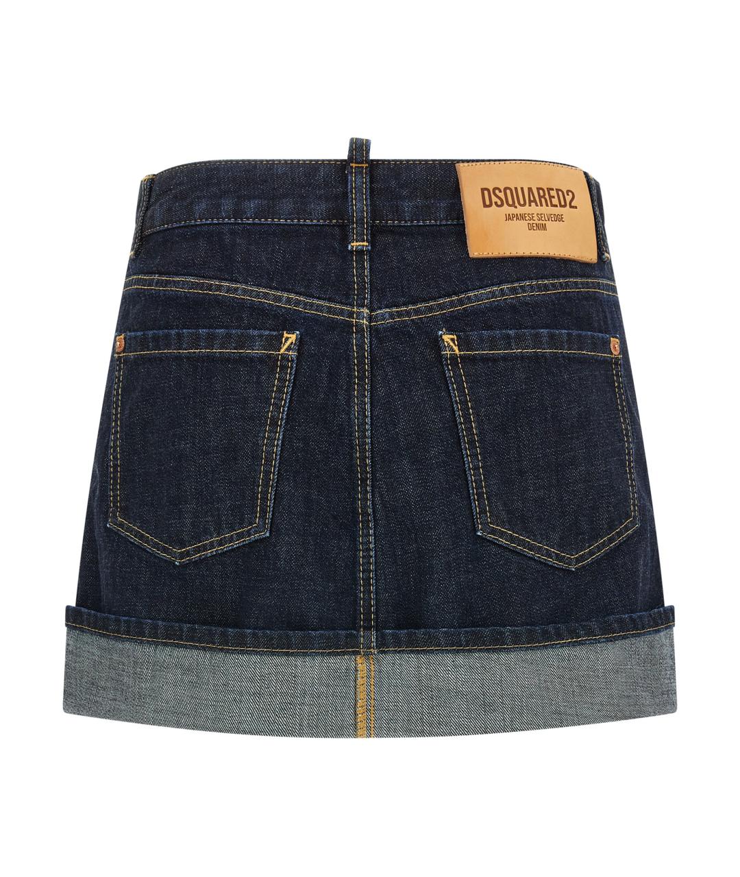 DSQUARED2 Темно-синяя хлопковая юбка мини, фото 2