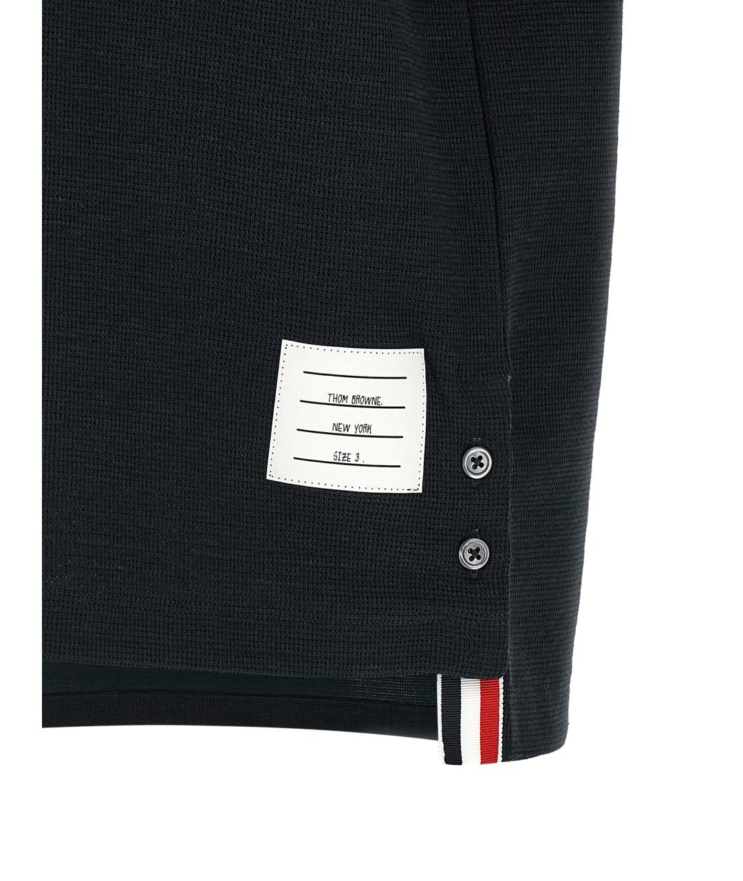 THOM BROWNE Темно-синяя хлопковая футболка, фото 4