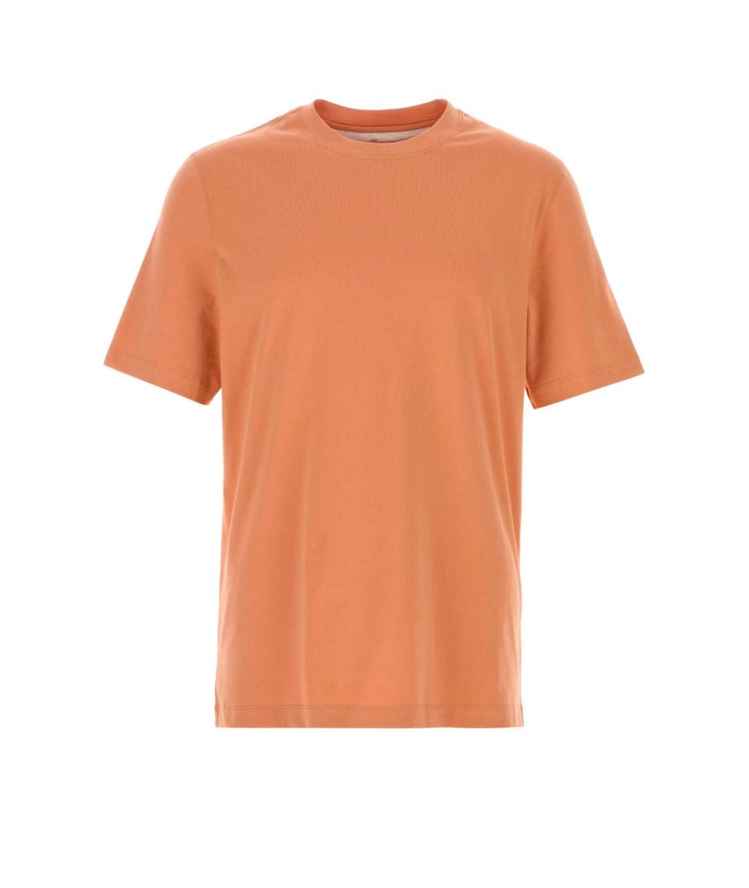 BRUNELLO CUCINELLI Оранжевая хлопковая футболка, фото 1