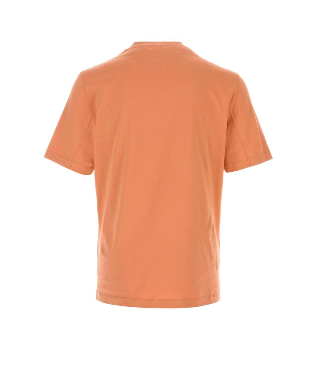 BRUNELLO CUCINELLI Оранжевая хлопковая футболка, фото 2