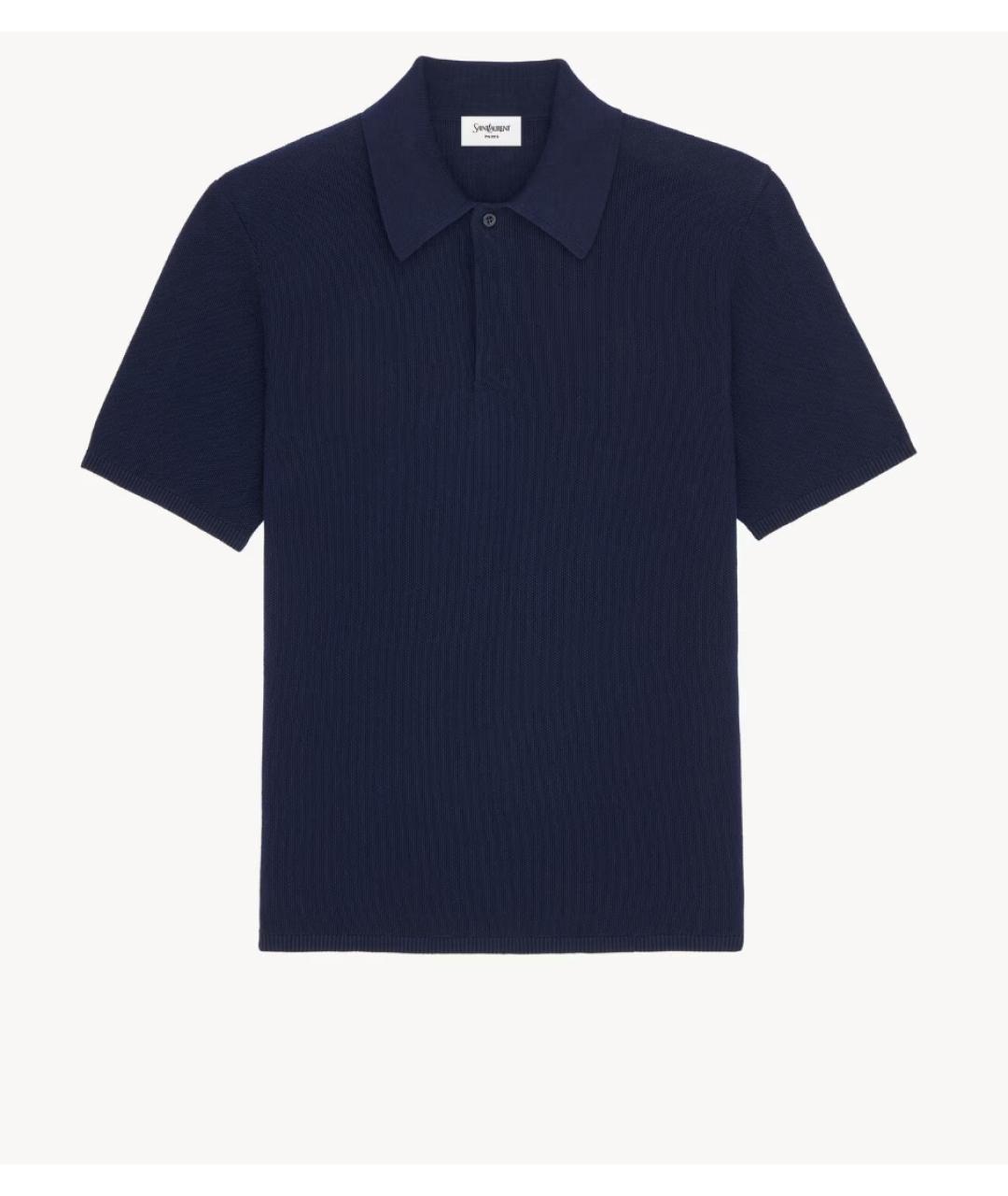 SAINT LAURENT Синее хлопковое поло с коротким рукавом, фото 5