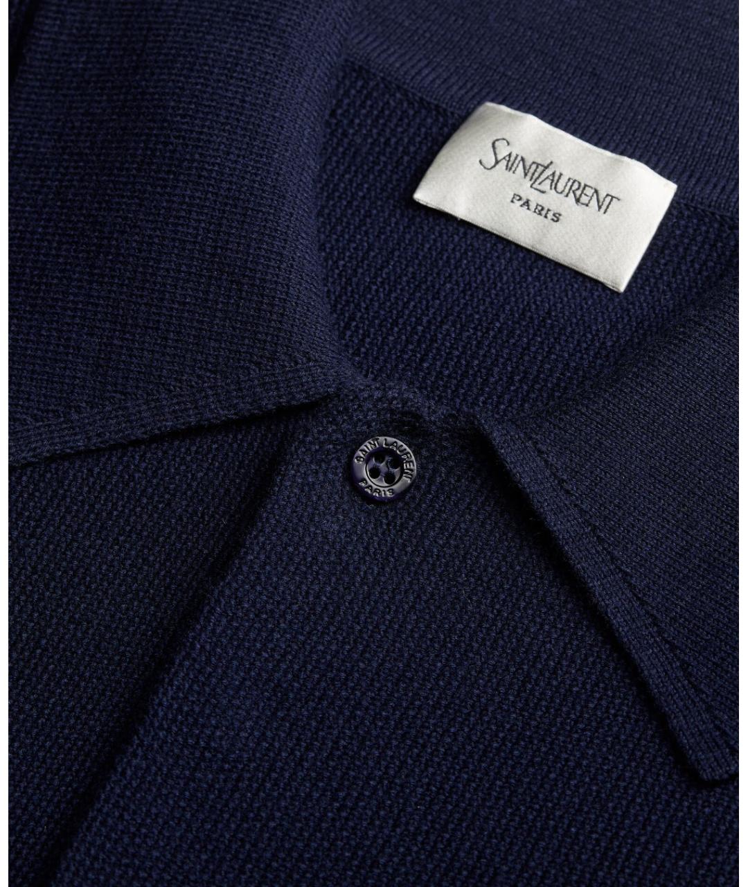 SAINT LAURENT Синее хлопковое поло с коротким рукавом, фото 4