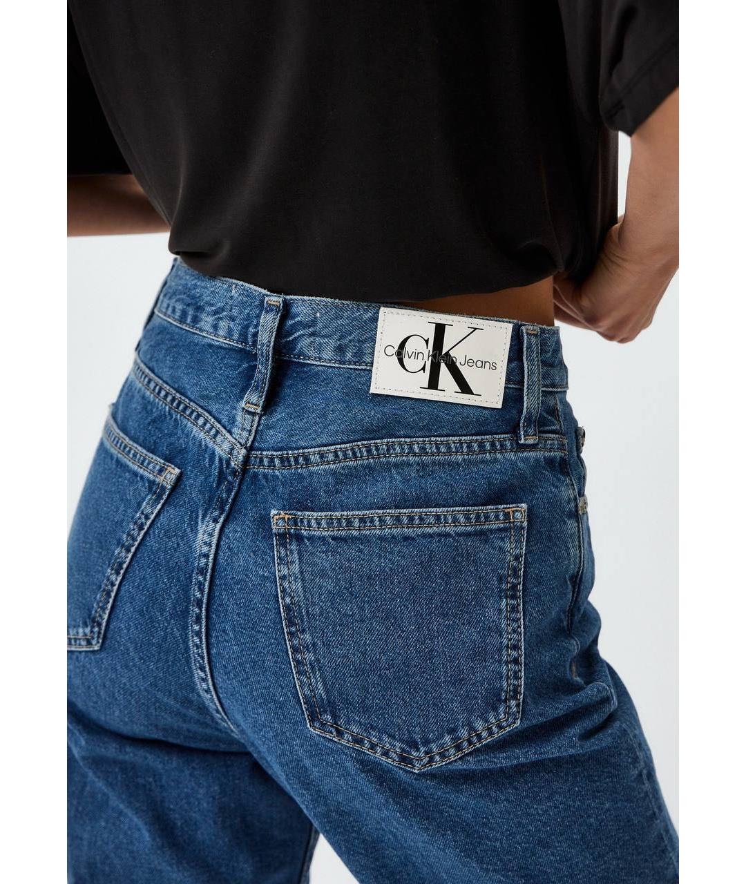 CALVIN KLEIN Синие хлопко-эластановые джинсы слим, фото 4