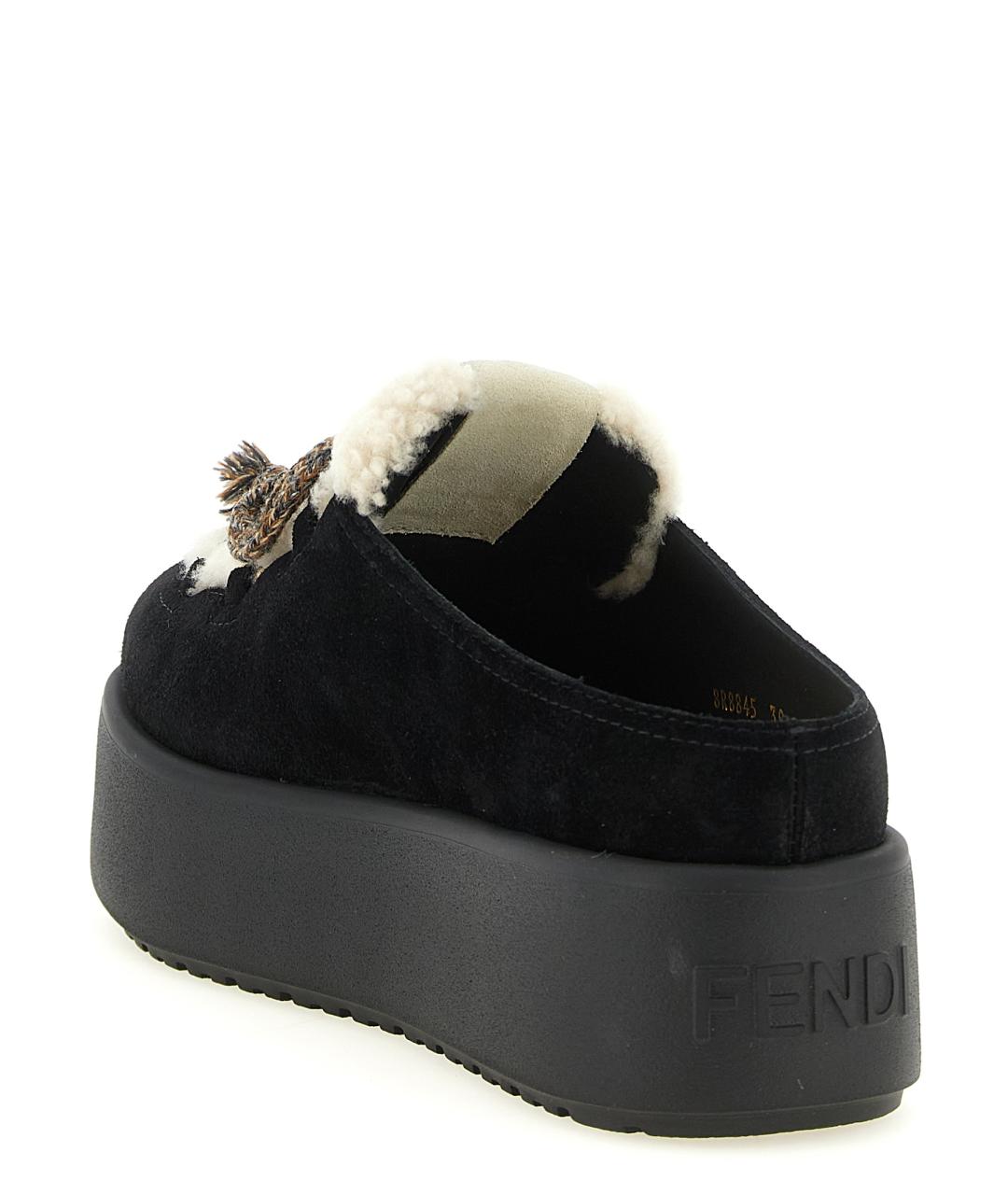 FENDI Черные замшевые сабо, фото 3