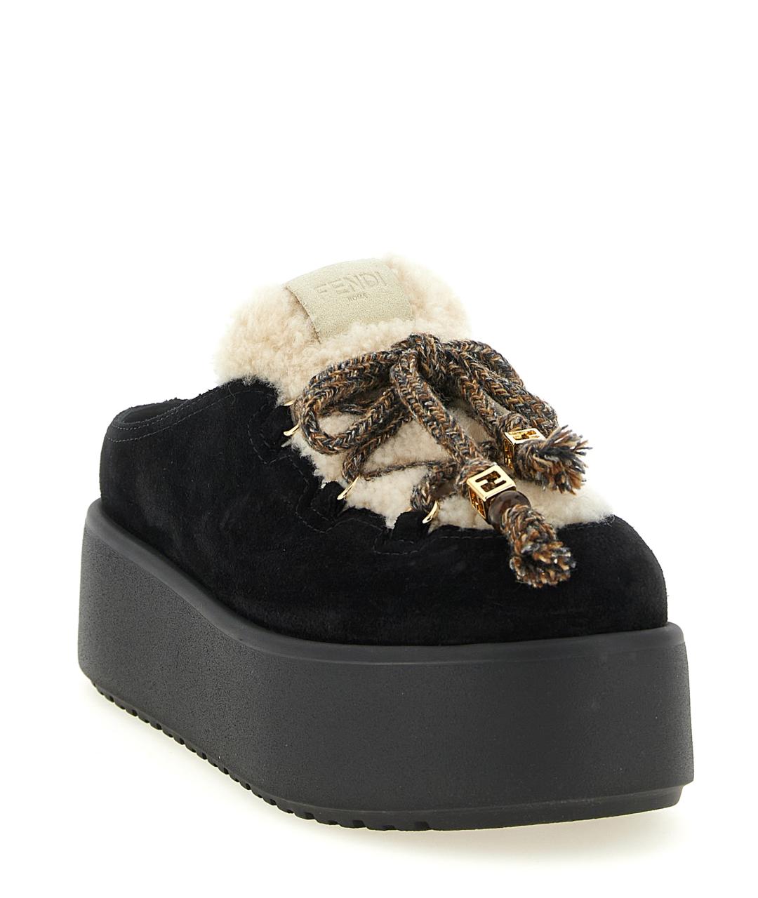 FENDI Черные замшевые сабо, фото 2