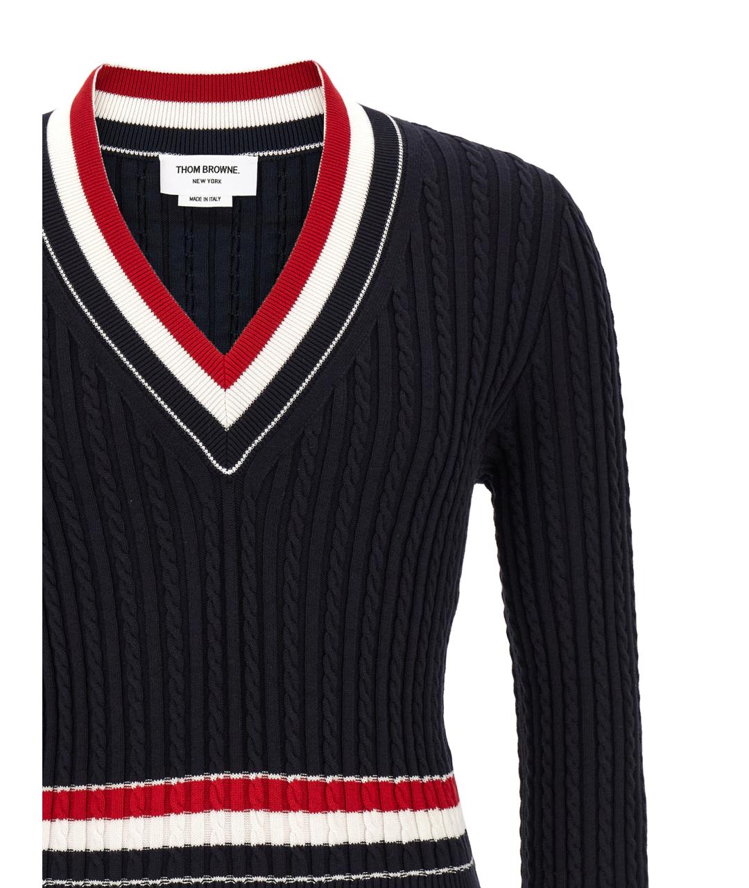 THOM BROWNE Темно-синий хлопковый джемпер / свитер, фото 3