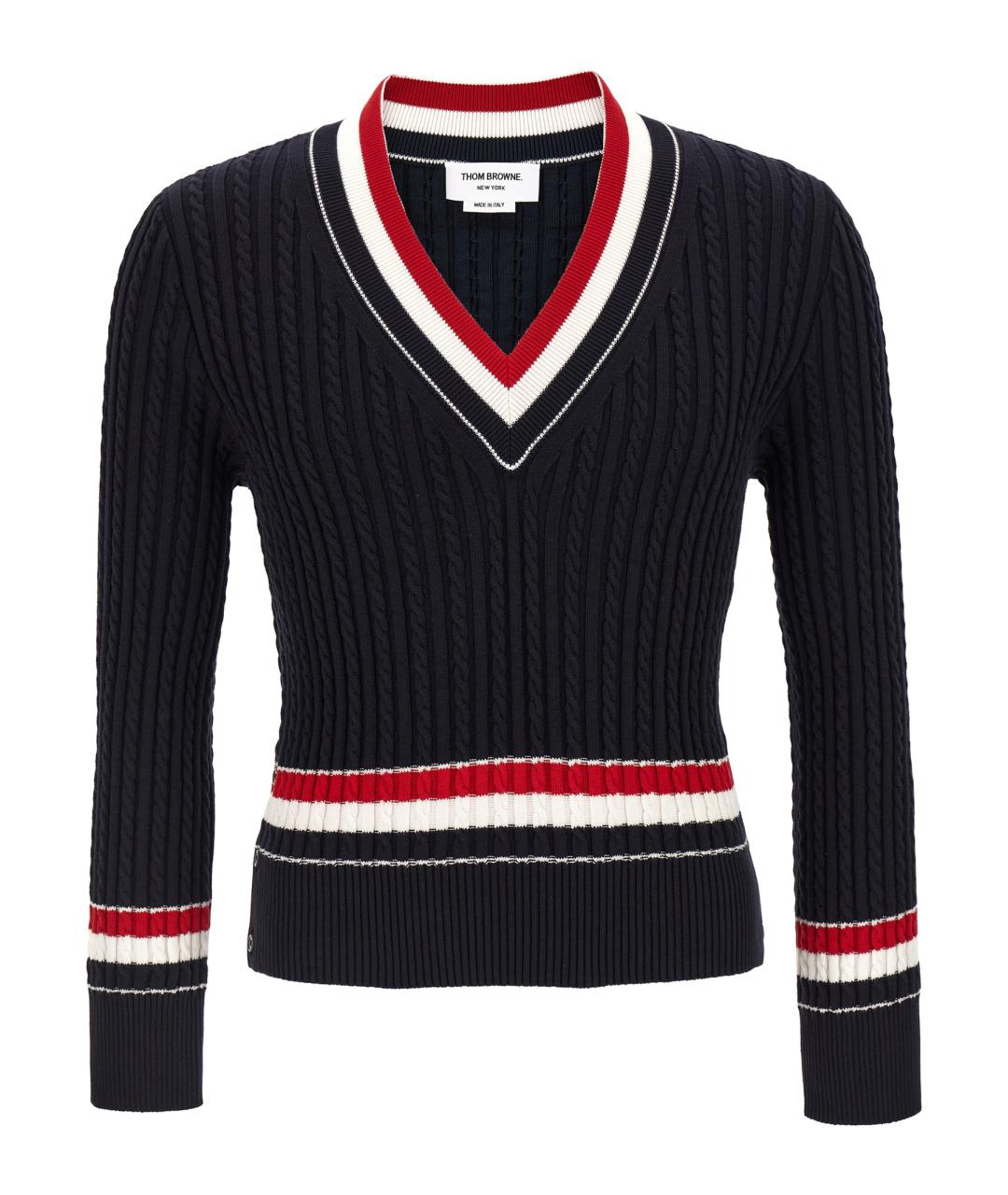 THOM BROWNE Темно-синий хлопковый джемпер / свитер, фото 1