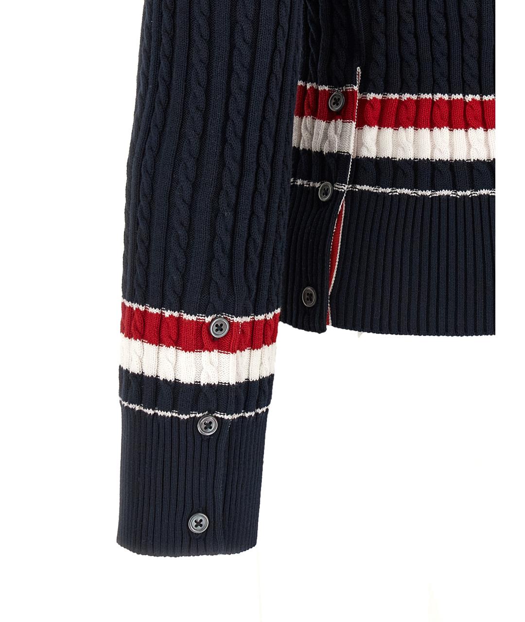 THOM BROWNE Темно-синий хлопковый джемпер / свитер, фото 4