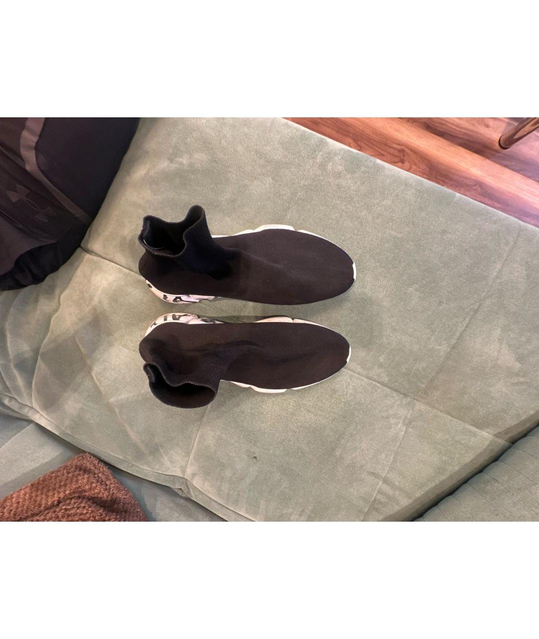 BALENCIAGA Черные текстильные высокие кроссовки / кеды, фото 3