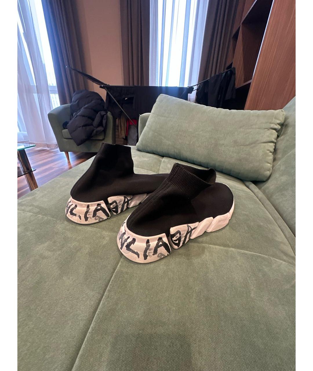 BALENCIAGA Черные текстильные высокие кроссовки / кеды, фото 6