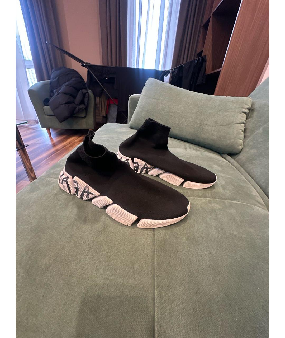 BALENCIAGA Черные текстильные высокие кроссовки / кеды, фото 5