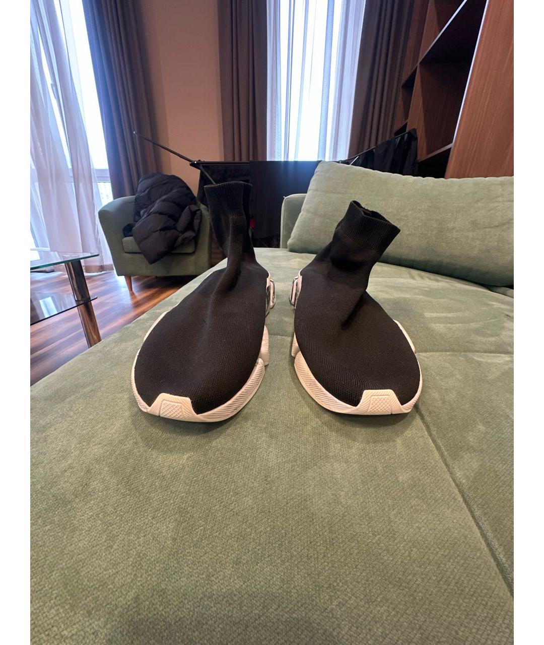 BALENCIAGA Черные текстильные высокие кроссовки / кеды, фото 2