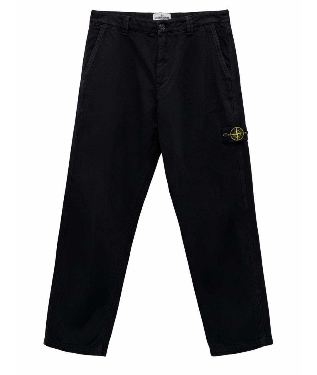STONE ISLAND Черные хлопковые повседневные брюки, фото 1