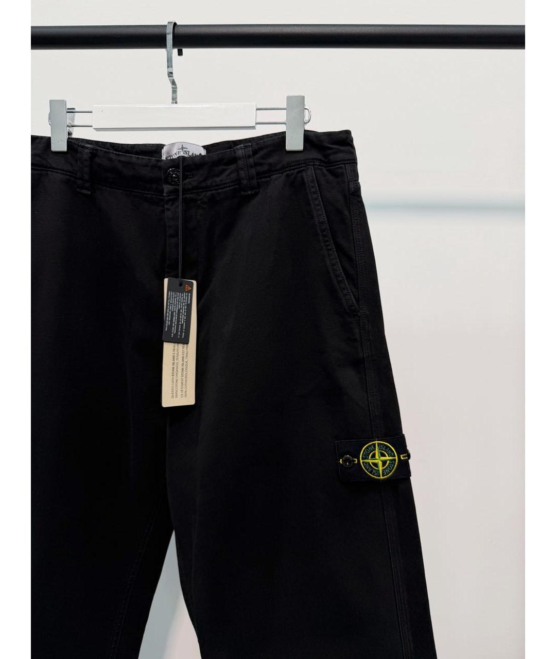 STONE ISLAND Черные хлопковые повседневные брюки, фото 2