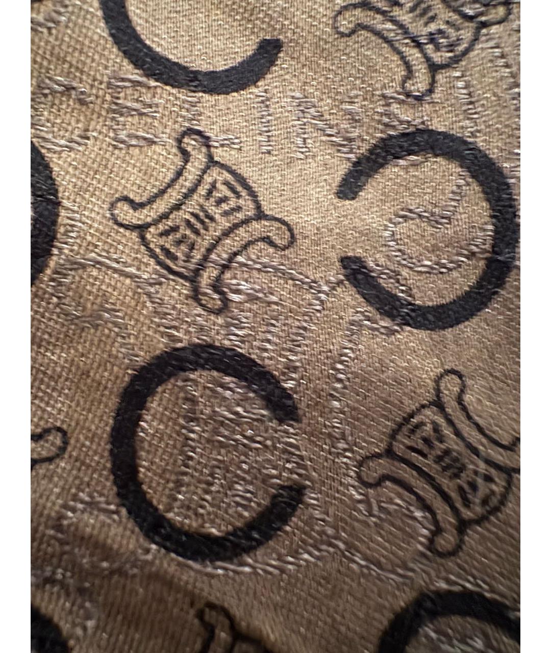 CELINE Коричневый шелковый платок, фото 3