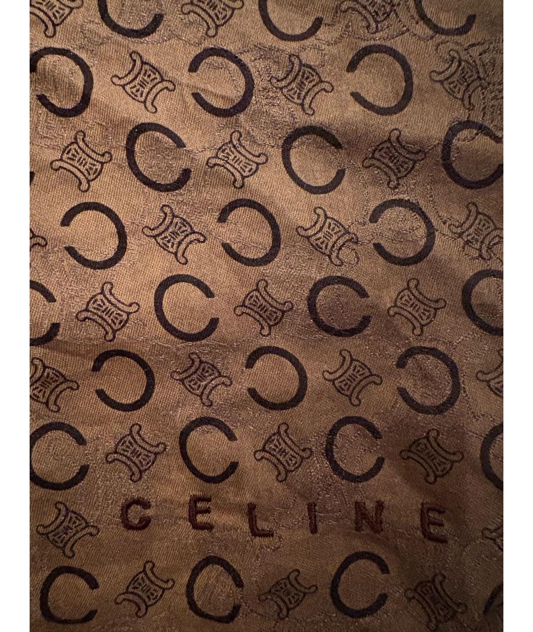 CELINE Коричневый шелковый платок, фото 4