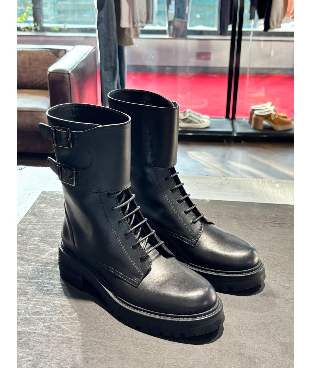 CHRISTIAN DIOR Черные кожаные ботинки, фото 2