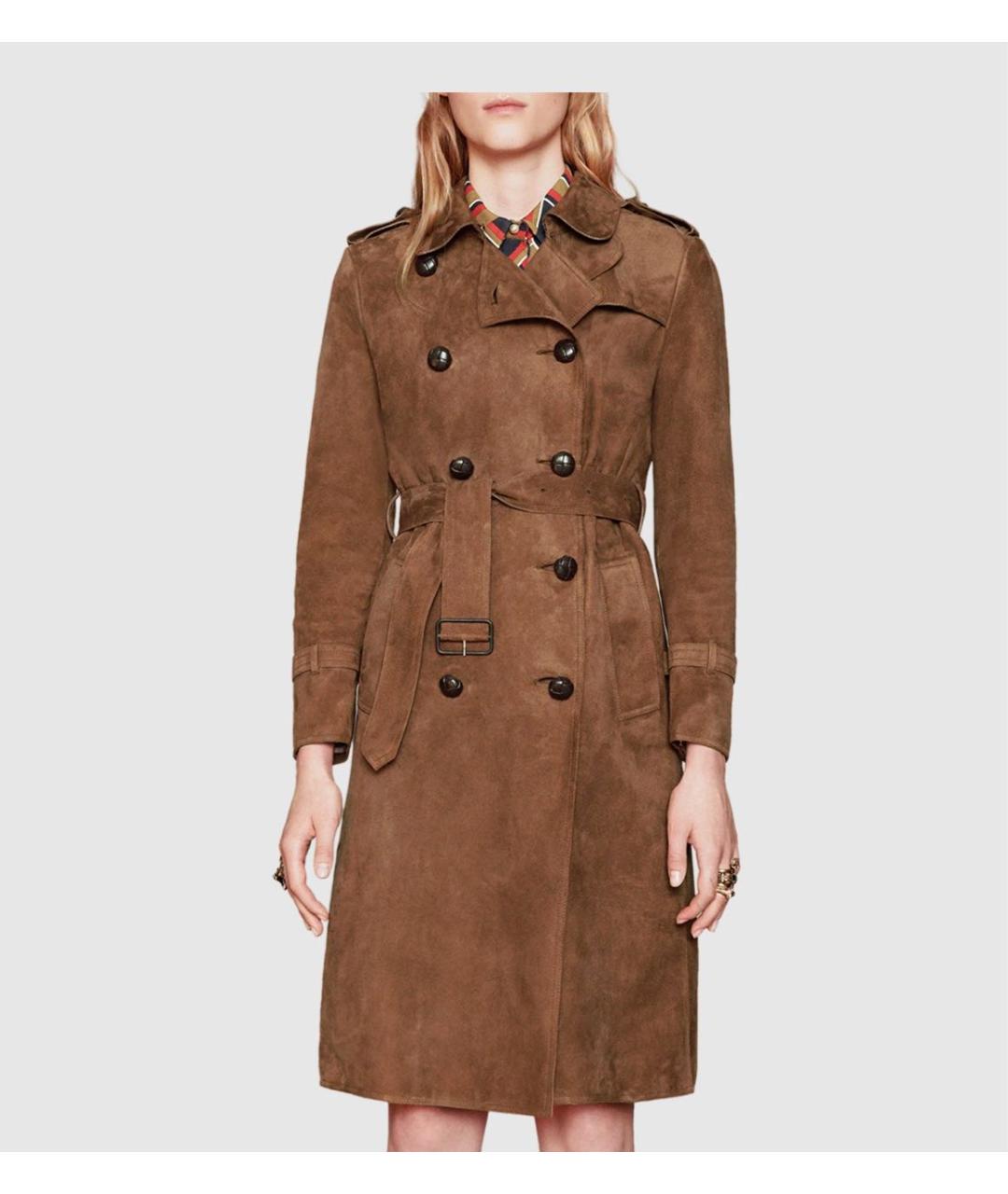 GUCCI Коричневый замшевый тренч/плащ, фото 6